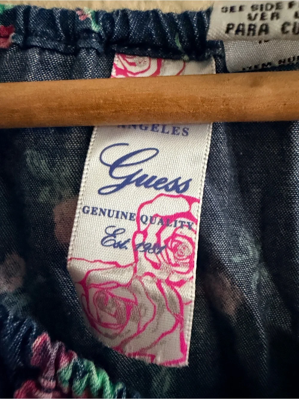 Guess Navy Floral Button Romper with Pink Roses